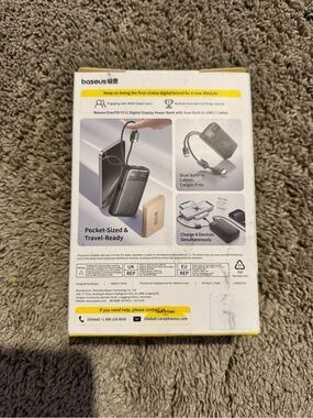 Black Portable Power Bank with Built-in USB-C Cables